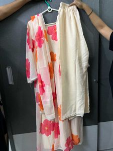Floral Print Anarkali Kurta with Pants &amp; Dupatta