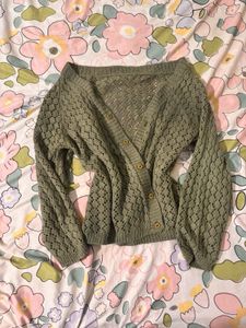 y2k/downtown Cozy Green Knit Cardigan