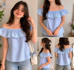 Cute Striped Off-Shoulder Top