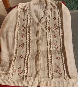 Vintage Floral Embroidered Cardigan