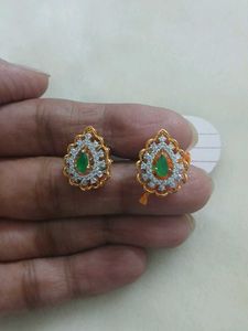 Elegant Green & White Stone Earrings