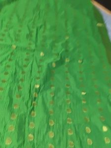 Vibrant Green duptta with Gold Dots