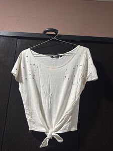 Cute White Embellished Top