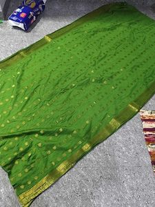 Vibrant Green duptta with Gold Dots