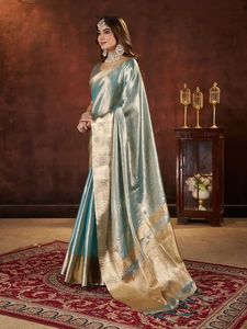 woven design zari organza banarasi saree