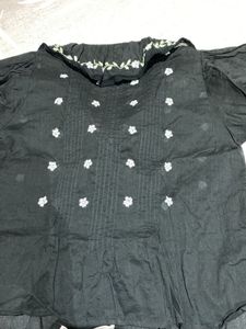 Elegant Black Embroidered Women Top