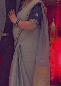 Elegant Grey Saree with Embellished stitched Blous