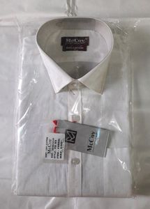 Men's White Formal Shirt Full Sleeves Office Wear