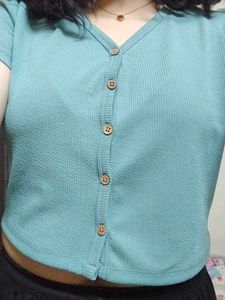 Cute Cropped Button-Up Top