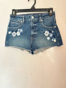 Beautiful Embroidered Denim Shorts