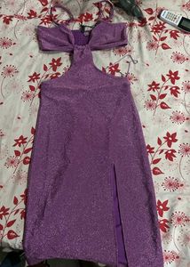 H&amp;M Purple Sparkly Cut-Out Dress