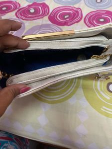 Chic White Croc Embossed Shoulder Bag