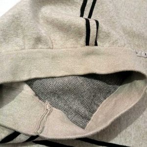 Chic Beige Skirt with Black Stripes