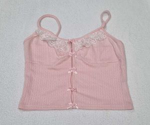 Pink Lace Trim Cami Top (New)