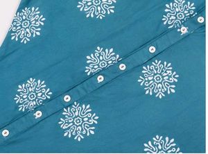 Teal Printed A-line Kurta