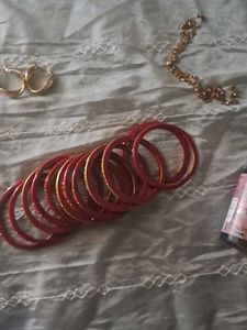 red &amp; gold embellished bangles