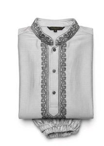 Best offer Elegant Silver Silk Kurta Set