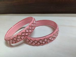 Beautiful Pink Beaded Bangles