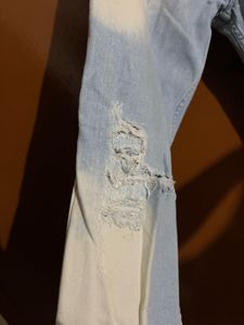 Two-Tone Denim Torn Jeans