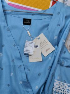 Blue Wrap Codset with Lace Detailings