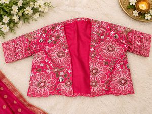Beautiful fully stitched saree with blouse and jac