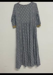 Elegant Grey Floral Print Kurta