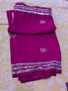 Vibrant Magenta Embroidered Saree
