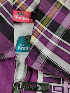Stylish Purple Checkered Shirt and Jeans Set