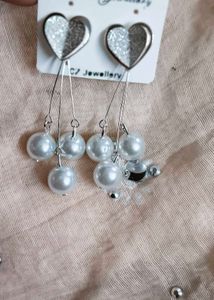 Heart Drop Pearl Earrings - Elegant Fashion