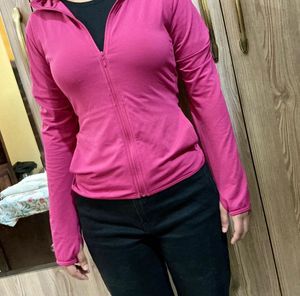 Vibrant Pink Zip-Up Hoodie