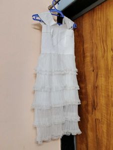 White Tiered Ruffle Dress stretchable