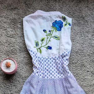 Blue Tiered Long Frock
