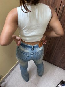 White Ribbed Sleeveless Tank Top