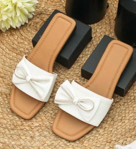 White Bow Flat Sandals