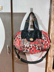 Stylish Leopard Print & Text Shoulder Bag