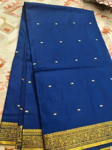 Royal Blue Saree with Gold Border