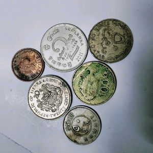 6 vintage foreign coins (1980s -2011s)