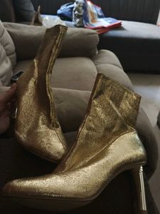 Sparkling Gold Heeled Boots