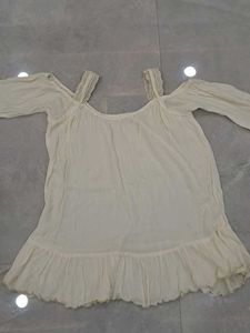 Boho Off-Shoulder Cream Tunic Top