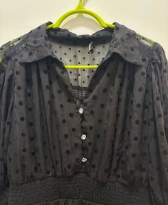 Polka Dot Detail Maxi Dress