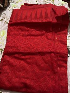 Vibrant Red Embroidered Saree