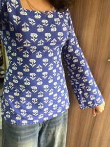 Blue Floral Print Kurta
