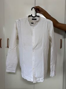 Classic White Band Collar Shirt
