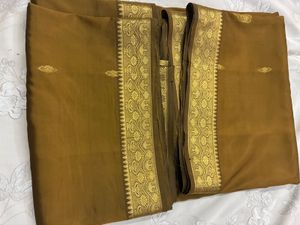Elegant Brown Saree with Golden Border