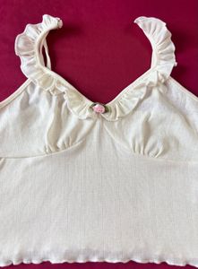 Savana Off White Ruffle Sleeveless Top
