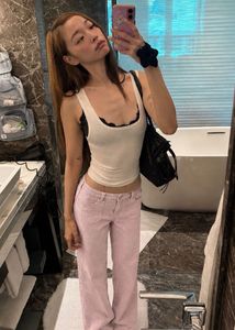 Pink Corduroy low waist flare Pants