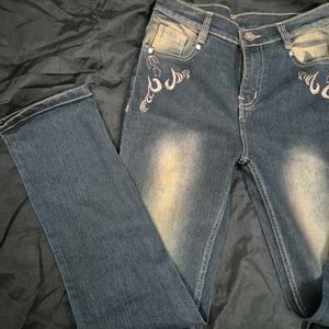 low waist slim Embellished Denim Jeans  y2k