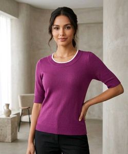 Purple sweater with Contrast Neckline