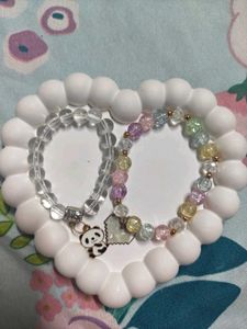 Cute Panda & Pastel Beaded Bracelets Set