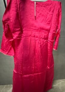 Vibrant Pink Kurta Set with Organza dupatta